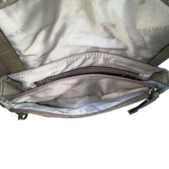 Calvin Klein Women’s Taupe Quilted Faux Leather Chain Strap Crossbody Bag - Picture 7 of 11